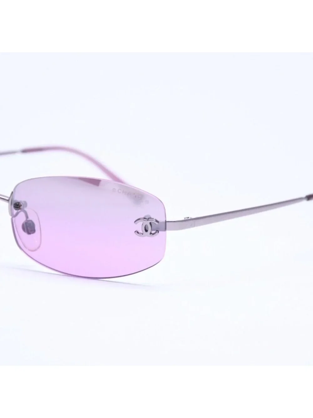 Chanel Rimless Sunglasses Eyewear CC Logo Purple
